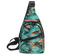 KengjuTesu Red Dragonfly Crossbody Sling Backpack Sling Bag for Workout Running Traveling Hiking, Crossbody Fanny Packs Chest Bag with Adjustable Strap for Women Men