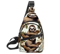 KengjuTesu Sloth in the Tree Crossbody Sling Backpack Sling Bag for Workout Running Traveling Hiking, Crossbody Fanny Packs Chest Bag with Adjustable Strap for Women Men