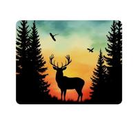 KengjuTesu Small Mouse Pad Desk Pad, Office Mouse Mat Non-Slip Rubber Base, Mousepad for Computer Laptop 28x22cm,Silhouette Deer