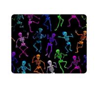 KengjuTesu Small Mouse Pad Desk Pad, Office Mouse Mat Non-Slip Rubber Base, Mousepad for Computer Laptop 28x22cm,Neon Skeleton Pattern