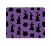 KengjuTesu Small Mouse Pad Desk Pad, Office Mouse Mat Non-Slip Rubber Base, Mousepad for Computer Laptop 28x22cm,Halloween Witches Purple