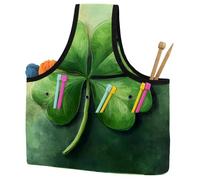 KengjuTesu St. Patrick's Clover Print Yarn Bag, Crochet Bag and Tote Organizer, Twill Fabric Portable Yarn Storage Bags for Crochet Hooks, Crochet Accessories Knitting Bag for Crochet Lovers