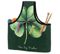 KengjuTesu St. Patrick's Clover Yarn Bag, Crochet Bag and Tote Organizer, Twill Fabric Portable Yarn Storage Bags for Crochet Hooks, Crochet Accessories Knitting Bag for Crochet Lovers
