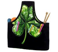 KengjuTesu St. Patrick's Clover Yarn Bag, Crochet Bag and Tote Organizer, Twill Fabric Portable Yarn Storage Bags for Crochet Hooks, Crochet Accessories Knitting Bag for Crochet Lovers