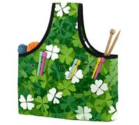 KengjuTesu St. Patrick's Four-Leaf Clover Yarn Bag, Crochet Bag and Tote Organizer, Twill Fabric Portable Yarn Storage Bags for Crochet Hooks, Crochet Accessories Knitting Bag for Crochet Lovers