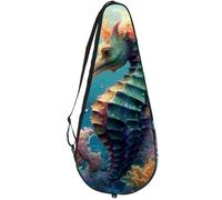 KengjuTesu Tennis Racket Cover with Adjustable Shoulder Strap, Tennis Bag Racquet Cover Holder for Beginner Tennis Players,Hippocampi Benthos