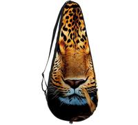 KengjuTesu Tennis Racket Cover with Adjustable Shoulder Strap, Tennis Bag Racquet Cover Holder for Beginner Tennis Players,Vicious Leopard C