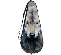 KengjuTesu Tennis Racket Cover with Adjustable Shoulder Strap, Tennis Bag Racquet Cover Holder for Beginner Tennis Players,Vicious Wolf