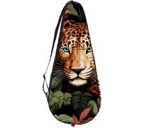 KengjuTesu Tennis Racket Cover with Adjustable Shoulder Strap, Tennis Bag Racquet Cover Holder for Beginner Tennis Players,Vicious Leopard E