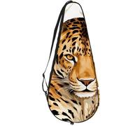 KengjuTesu Tennis Racket Cover with Adjustable Shoulder Strap, Tennis Bag Racquet Cover Holder for Beginner Tennis Players,Vicious Leopard N