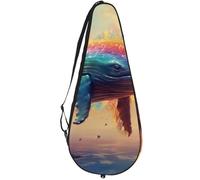 KengjuTesu Tennis Racket Cover with Adjustable Shoulder Strap, Tennis Bag Racquet Cover Holder for Beginner Tennis Players,Painted Sky Whale a