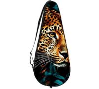 KengjuTesu Tennis Racket Cover with Adjustable Shoulder Strap, Tennis Bag Racquet Cover Holder for Beginner Tennis Players,Vicious Leopard G