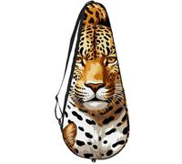 KengjuTesu Tennis Racket Cover with Adjustable Shoulder Strap, Tennis Bag Racquet Cover Holder for Beginner Tennis Players,Vicious Leopard D