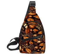 KengjuTesu Thanksgiving Brown Acorn Crossbody Sling Backpack Sling Bag for Workout Running Traveling Hiking, Crossbody Fanny Packs Chest Bag with Adjustable Strap for Women Men
