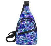 KengjuTesu Vibrant Floral Purple Crossbody Sling Backpack Sling Bag for Workout Running Traveling Hiking, Crossbody Fanny Packs Chest Bag with Adjustable Strap for Women Men