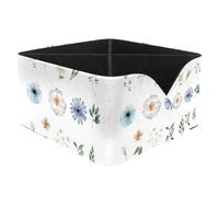 KengjuTesu Watercolor Hand Drawn Flowers Desktop Organizer Pen Holder, Rectangular Pencil Cup for Office, Study and Makeup Stations