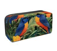 KengjuTesu Waterproof Pencil Case, Pencil Pouch with Zipper, Iris Flowers Birds Pen Bag Office Supplies Stationery Organizer for Teens Girls Student Adults