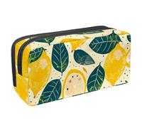 KengjuTesu Waterproof Pencil Case, Pencil Pouch with Zipper, Lemon Doodle Pen Bag Office Supplies Stationery Organizer for Teens Girls Student Adults