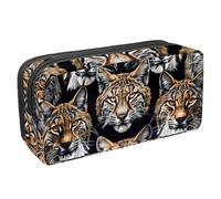 KengjuTesu Waterproof Pencil Case, Pencil Pouch with Zipper, Lynx Head Pattern Pen Bag Office Supplies Stationery Organizer for Teens Girls Student Adults
