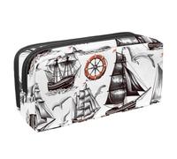 KengjuTesu Waterproof Pencil Case, Pencil Pouch with Zipper, Ships and Helm Pen Bag Office Supplies Stationery Organizer for Teens Girls Student Adults