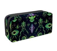 KengjuTesu Waterproof Pencil Case, Pencil Pouch with Zipper, Strange Aliens Pattern Pen Bag Office Supplies Stationery Organizer for Teens Girls Student Adults