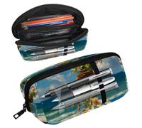 KengjuTesu Waterproof Pencil Case, Sea Drift Bottle Starfish Pen Bag with Zipper, Pencil Pouch Office Supplies Stationery Organizer for Teens Girls Student Adults