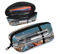 KengjuTesu Waterproof Pencil Case, Sea Starfish Drift Bottle Pen Bag with Zipper, Pencil Pouch Office Supplies Stationery Organizer for Teens Girls Student Adults