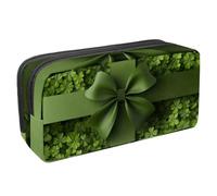 KengjuTesu Waterproof Pencil Case, St. Patrick's Day Clover Gift Pen Bag Pencil Pouch with Zipper, Office Supplies Stationery Organizer for Student Teens Adults