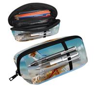 KengjuTesu Waterproof Pencil Case, Starfish Sea Drift Bottle Pen Bag with Zipper, Pencil Pouch Office Supplies Stationery Organizer for Teens Girls Student Adults