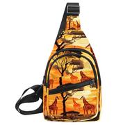 KengjuTesu Wild Giraffes V Crossbody Sling Backpack Sling Bag for Workout Running Traveling Hiking, Crossbody Fanny Packs Chest Bag with Adjustable Strap for Women Men