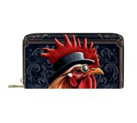 KengjuTesu Women's Zip Around Wallet and Phone Clutch, Detective Rooster,Travel Purse Leather Clutch Bag Card Holder Organizer Wristlets Wallets
