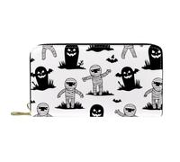 KengjuTesu Women's Zip Around Wallet and Phone Clutch, Halloween Tombstones Mummies,Travel Purse Leather Clutch Bag Card Holder Organizer Wristlets Wallets