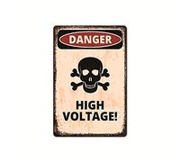 kengtou Retro Vintage Beware - FDANGER HIGH Voltage - Metal Tin Sign Construction Site Factory Workshop Warning Hazard Signs 12 x 8 Inch