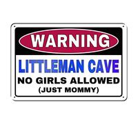 kengtou Warning Tin Signs,Funny Little Man Cave Tin Sign No Girls Allowed Just Mommy Novelty Bedroom Door 12x8 Inch