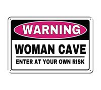 kengtou Warning Tin Signs,Funny Women Cave Tin Sign Enter at Your Own Risk Novelty Bedroom Door 12x8 Inch