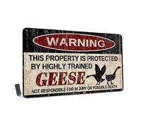 kengtou Warning Tin Signs,Warning Geese Vintage Metal Tin Sign Wall Decor for Farm,Restaurants,Kitchen 12x16 Inch