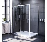 Keni 1300mm Shower Sliding Door & 700mm Frameless Glass Side Panel Screen Chrome