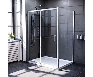 Keni 1300mm Shower Sliding Door & 700mm Frameless Glass Side Panel Screen Chrome