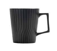Keninll Ceramic Mug, Simple Black and White Vertical 400ml with Handle, Milk Coffee Hot Tea Breakfast Cup Black