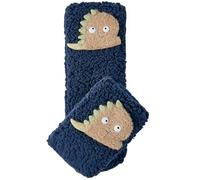 Keninll Women's slipper socks, cute dinosaur thick carpet socks, indoor sleep socks, warm and comfortable navy blue