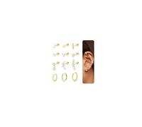 Kenivira 12 Pcs Helix Piercing Jewellery Flat Back Earrings Hypoallergenic Surgical Steel Cartilage Earrings Set Helix Hoop Gold Tragus Conch Piercing Jewellery For Women