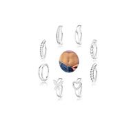 Kenivira 8 Pcs Surgical Steel Belly Button Bars Silver Hypoallergenic Belly Ring Set Navel Piercing Jewelry for Women