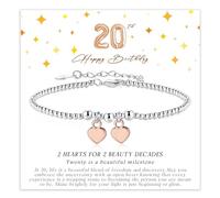 KENIY 20th Birthday Gifts for Women, Silver Heart Bracelets for Women with Cards, 925 Sterling Silver Bracelets Adjustable, 20th Birthday Gifts Ideas for Daughter Sister Granddaughter Friends