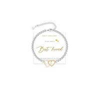 KENIY Best Friendship Bracelet S925 Sterling Silver Beads Bracelets with Gold Plated Love Hearts Pendant Meaningful Best Friend for Gifts Jewellery Birthday Gifts with Card