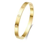 Kenizum Women's 18K Gold Plated Stainless Steel Cubic Zirconia Bangle Bracelet Friendship Jewellery Easter Wedding Birthday Gift for Her Girlfriend Wife Monther, 7.08 INCH, Stainless Steel, Cubic