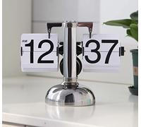 KENJIEY Retro Flip Down Clock - Mechanical Digital Desk Clock With Internal Gear Operation - Battery Powered for Home Office Décor - White