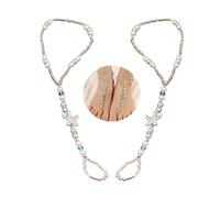 Kenjudess Bohemian Handmade Starfish Barefoot Sandals 2pcs Summer Beach Foot Chain with Toe Ring for Bride Wedding Pearl Beaded Anklet Bracelet Accessory for Women, Crystal, alloy