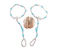 Kenjudess Bohemian Handmade Starfish Barefoot Sandals 2pcs Summer Beach Foot Chain with Toe Ring for Bride Wedding Pearl Beaded Anklet Bracelet Accessory for Women, Crystal, alloy