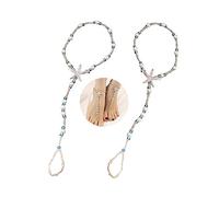 Kenjudess Bohemian Handmade Starfish Barefoot Sandals 2pcs Summer Beach Foot Chain with Toe Ring for Bride Wedding Pearl Beaded Anklet Bracelet Accessory for Women, Crystal, alloy