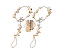 Kenjudess Bohemian Handmade Starfish Barefoot Sandals with Beads, Beach Anklet with Toe Ring for Bride Wedding Crystal Beads Anklet Slave Bracelet Jewelry for Women, Crystal, Alloy